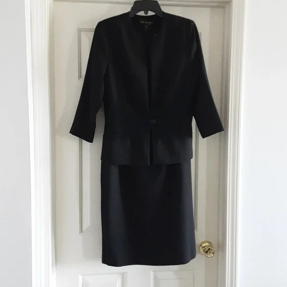 knee length dresses for ladies Black Tweed Button-Up Jacket and Dress Set, S / Set
